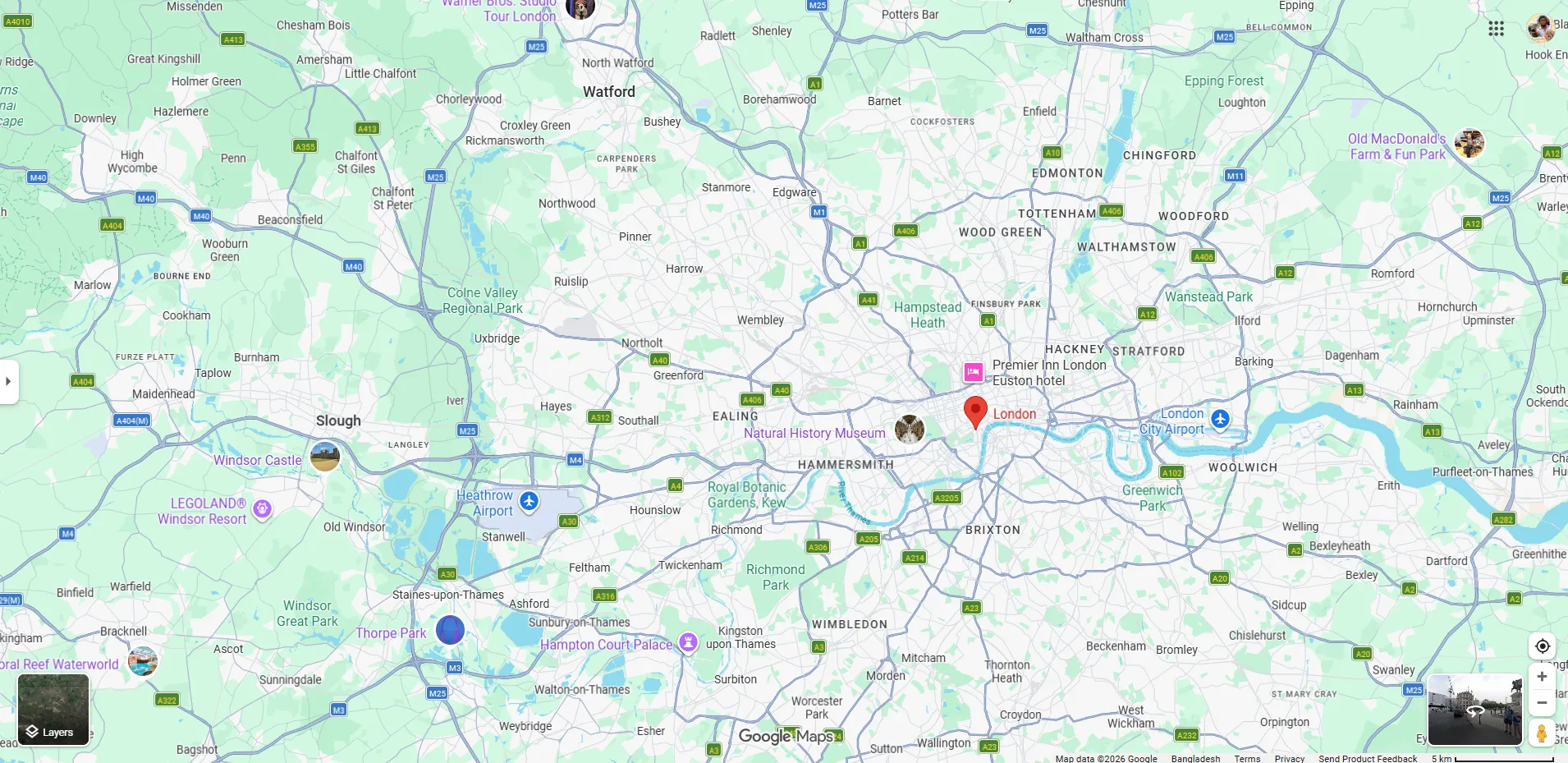 Virza service area across London